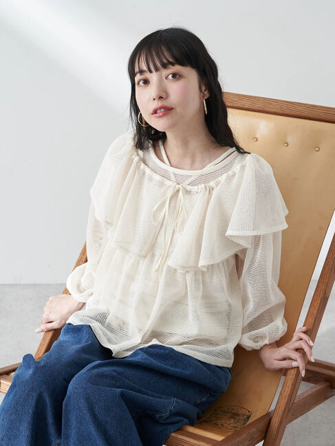 earth music&ecology「マルチwayカラーメッシュブラウス」|シャツ・ブラウス|