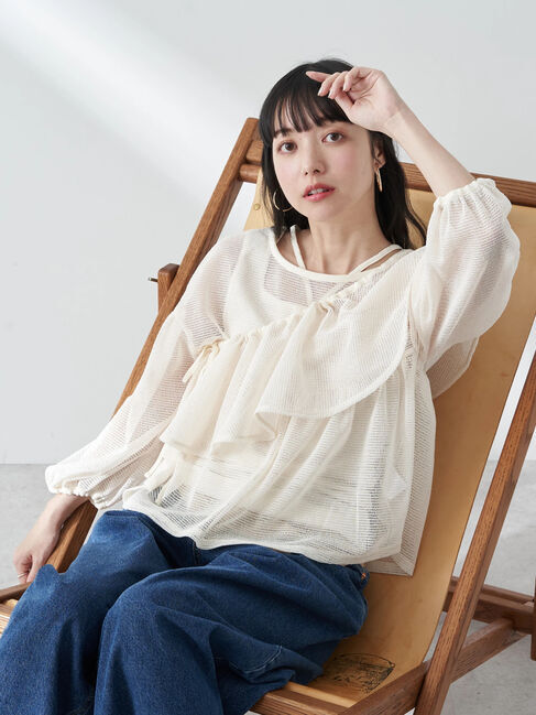 earth music&ecology「マルチwayカラーメッシュブラウス」|シャツ・ブラウス|