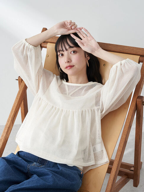 earth music&ecology「マルチwayカラーメッシュブラウス」|シャツ・ブラウス|