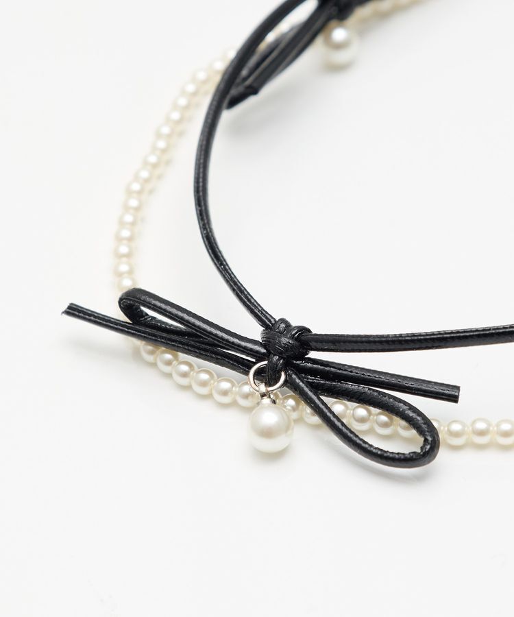 earth music&ecology「コードリボン&times;パールチョーカー」|ネックレス|