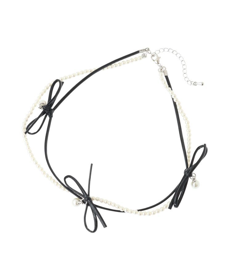 earth music&ecology「コードリボン&times;パールチョーカー」|ネックレス|