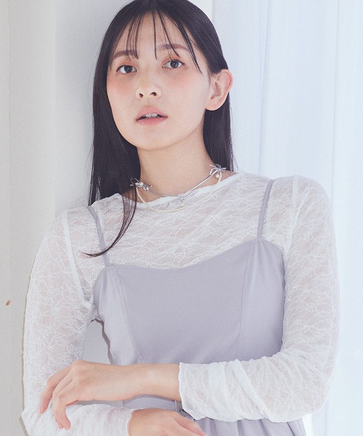 earth music&ecology「コードリボン&times;パールチョーカー」|ネックレス|