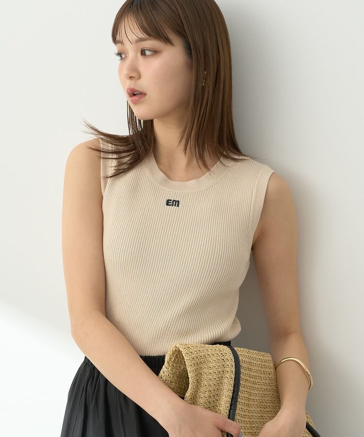 earth music&ecology「ロゴ刺繍ノースリーブニットプルオーバー」|ニット・セーター|Ivory