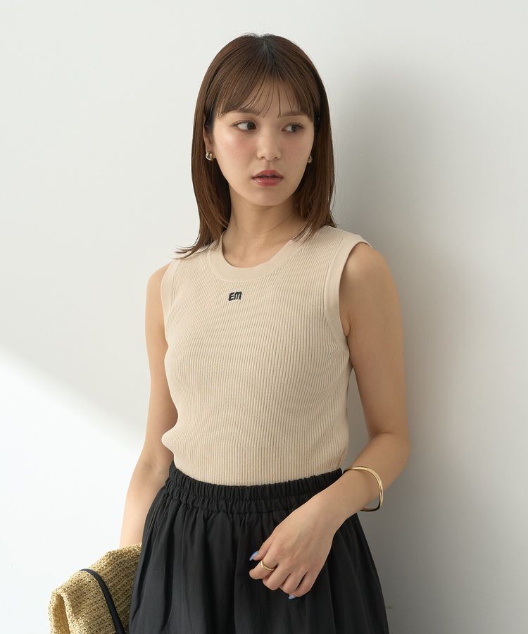 earth music&ecology「ロゴ刺繍ノースリーブニットプルオーバー」|ニット・セーター|