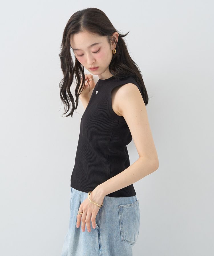 earth music&ecology「ロゴ刺繍ノースリーブニットプルオーバー」|ニット・セーター|