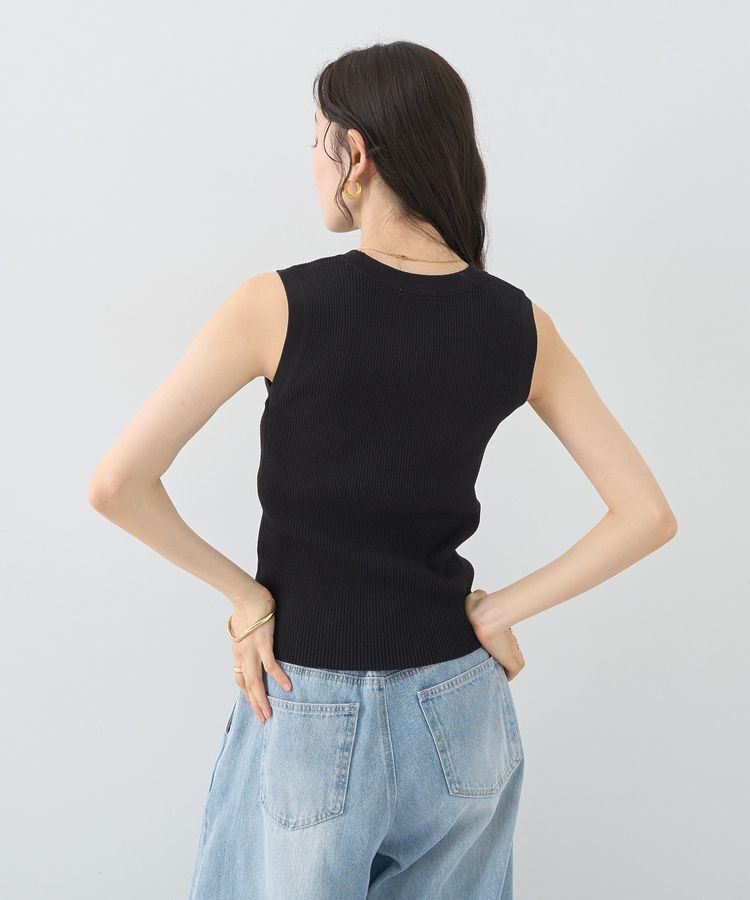 earth music&ecology「ロゴ刺繍ノースリーブニットプルオーバー」|ニット・セーター|