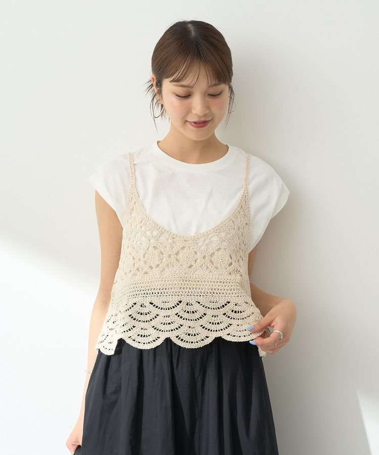 earth music&ecology「SET2点 クロシェキャミソール+ノースリーブプルオーバー」|Tシャツ・カットソー|