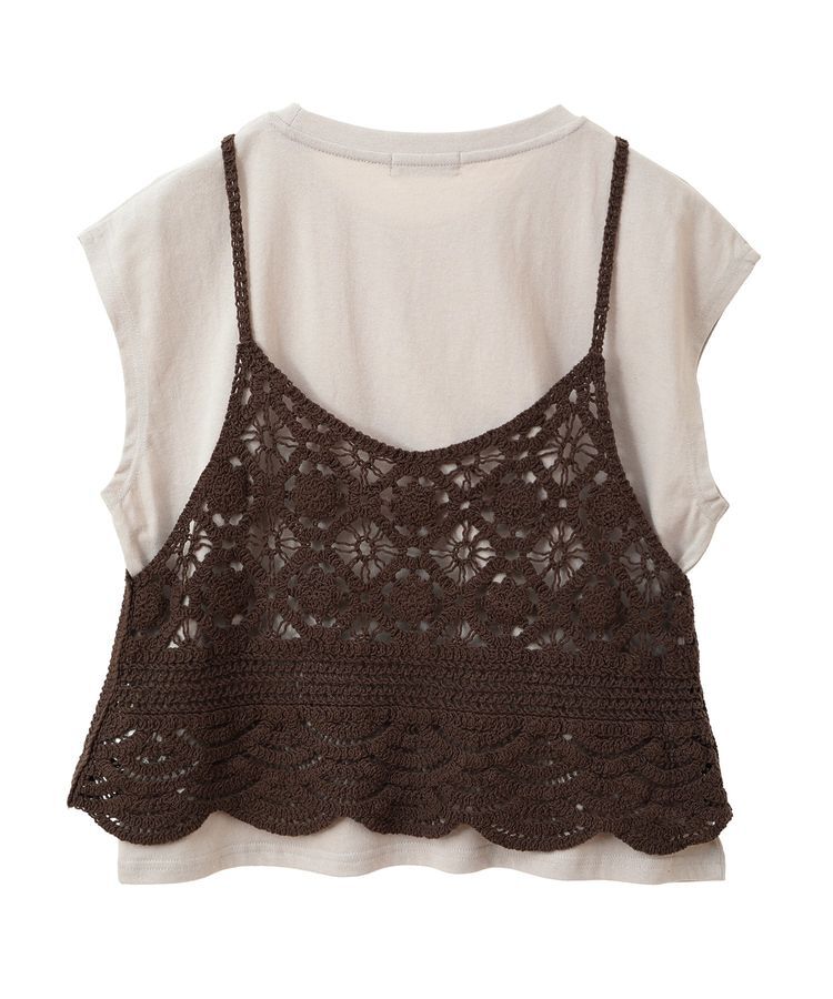 earth music&ecology「SET2点 クロシェキャミソール+ノースリーブプルオーバー」|Tシャツ・カットソー|