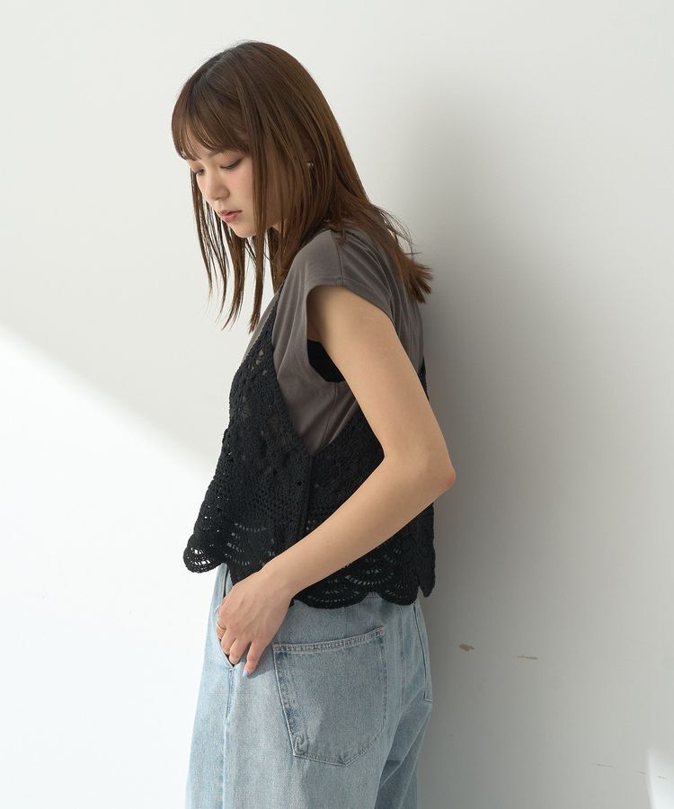 earth music&ecology「SET2点 クロシェキャミソール+ノースリーブプルオーバー」|Tシャツ・カットソー|