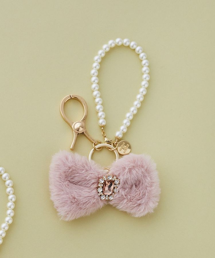 Maison de FLEUR「ファーリボングローブホルダー」|その他|ピンク