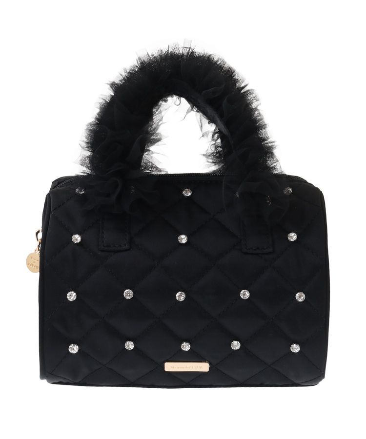 Maison de FLEUR「チュールハンドルラインストーンボストンバッグ」|ハンドバッグ|