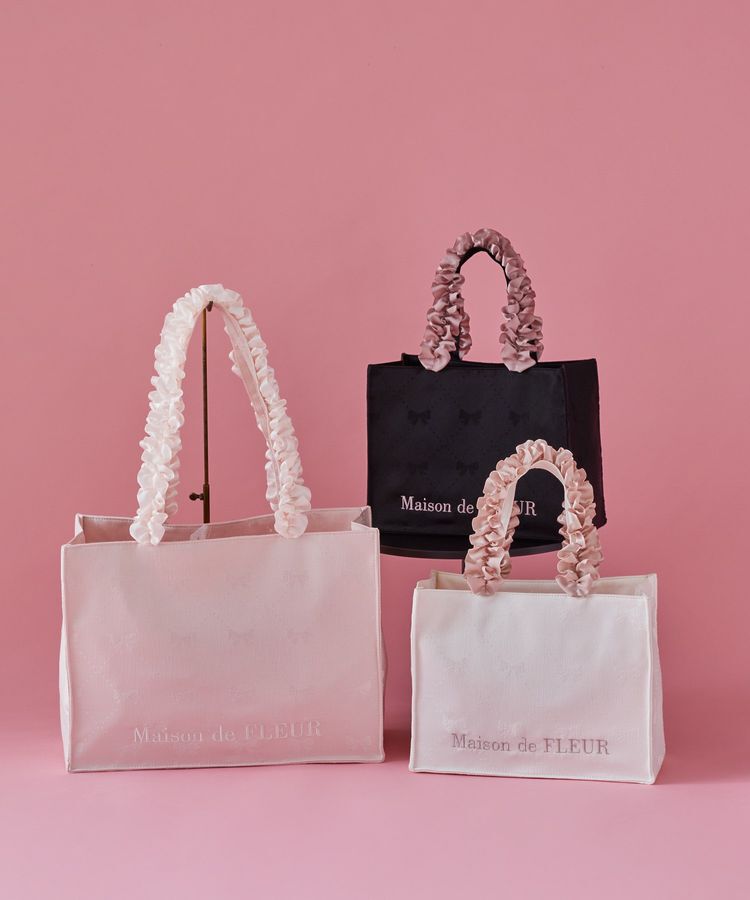 Maison de FLEUR「リボン柄ジャカードスクエアトートSバッグ」|トートバッグ|