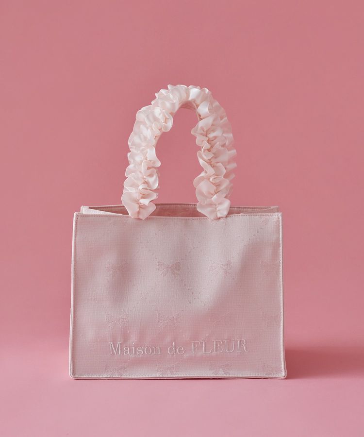 Maison de FLEUR「EC限定リボン柄ジャカードスクエアトートS」|トートバッグ|