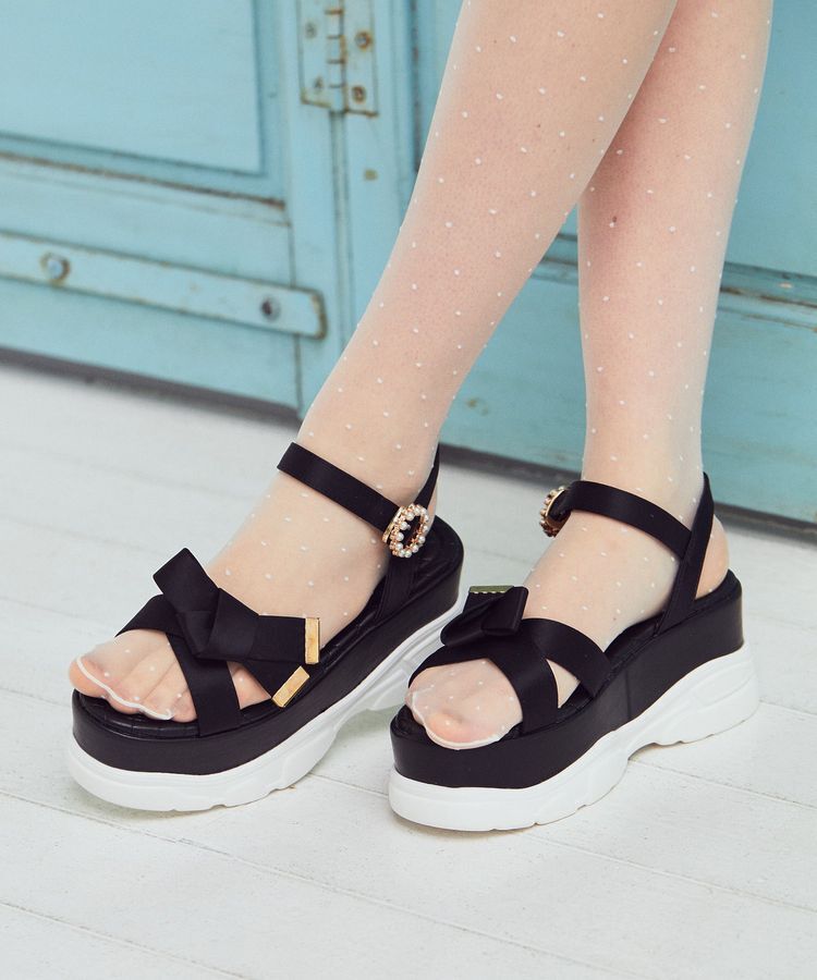 Maison de FLEUR「リボンビジュースニーカーサンダル」|サンダル|