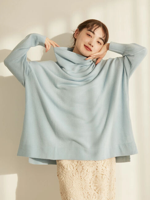  「ソフトタッチタートルニットチュニック」|ニット・セーター|