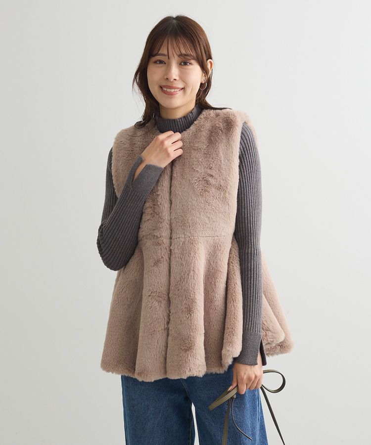 Green Parks「・ELENCARE DUEペプラムフェイクファーベスト」|ベスト・ジレ|