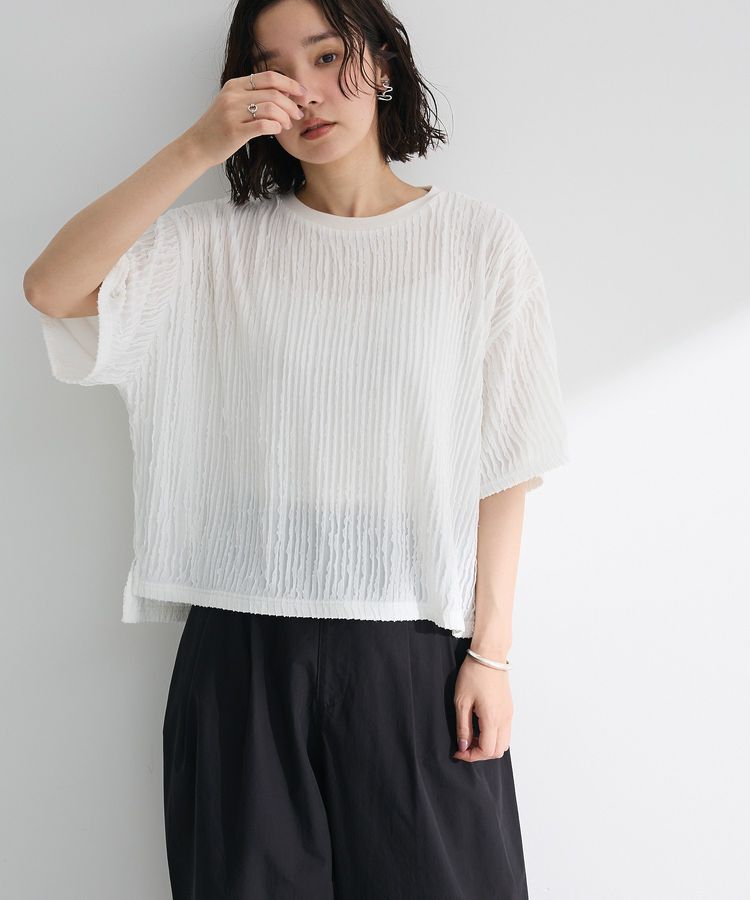 Green Parks「5分袖フリルカットプルオーバー」|Tシャツ・カットソー|