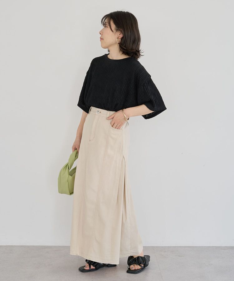 Green Parks「5分袖フリルカットプルオーバー」|Tシャツ・カットソー|