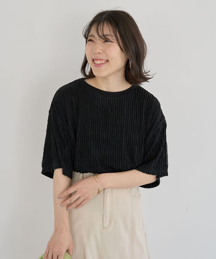 Green Parks「5分袖フリルカットプルオーバー」|Tシャツ・カットソー|