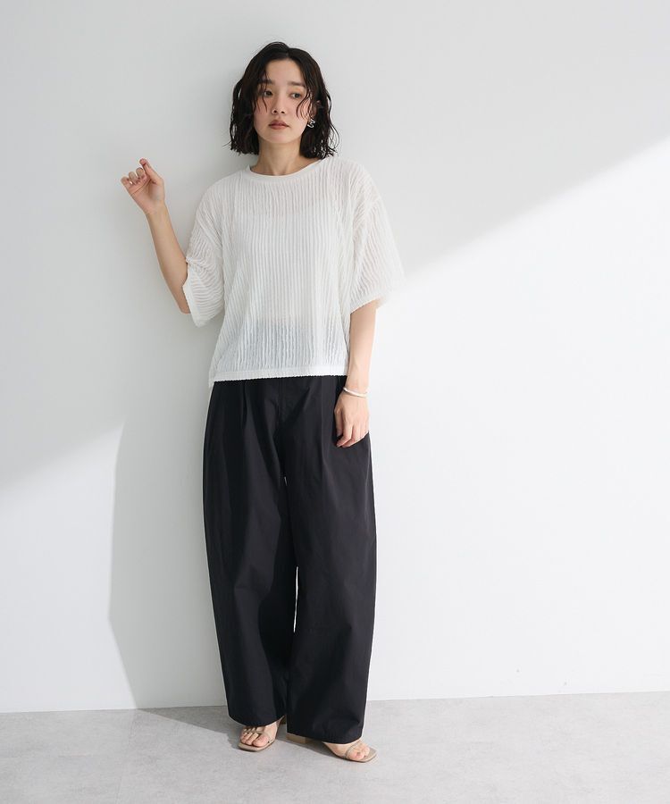 Green Parks「5分袖フリルカットプルオーバー」|Tシャツ・カットソー|