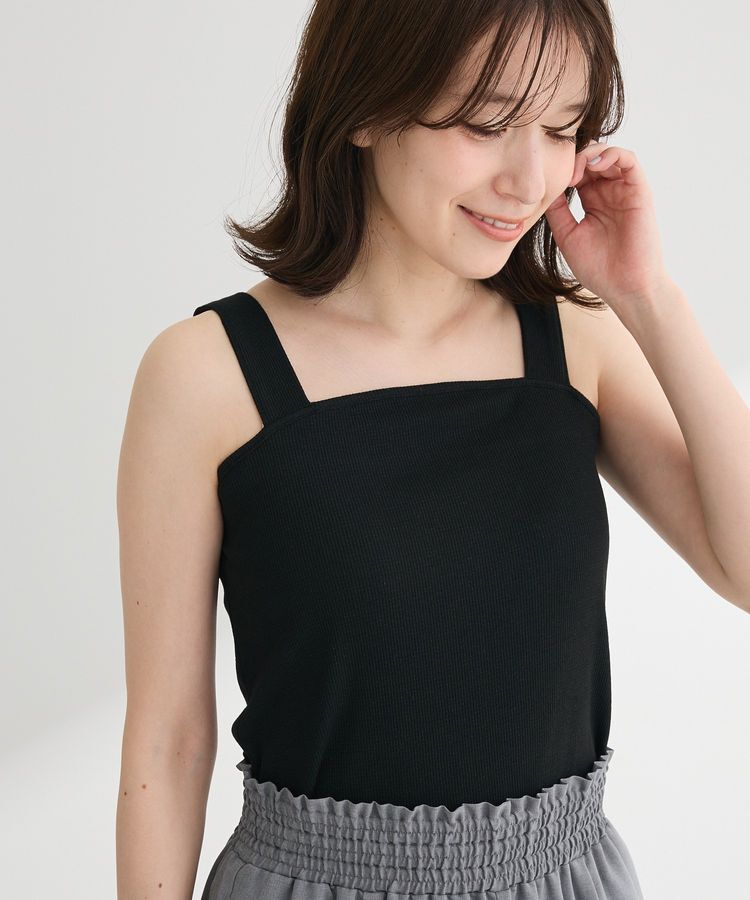 Green Parks「スクエアラメタンクトップ」|インナー|Black