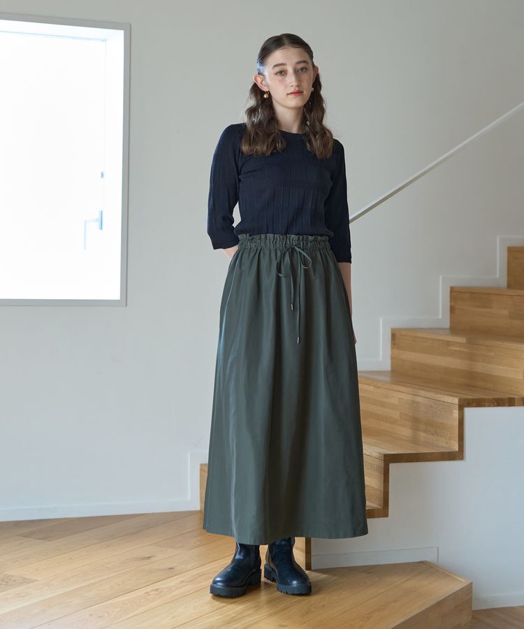 YECCA VECCA「プリーツニットドッキングワンピース」|ワンピース|Black