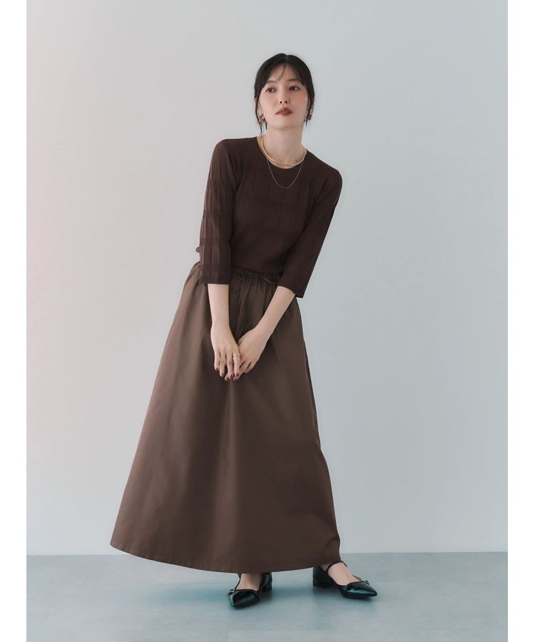 YECCA VECCA「プリーツニットドッキングワンピース」|ワンピース|