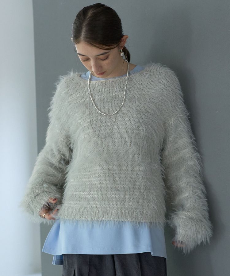 Editt by YECCA VECCA「フェザーMIXロービングニット」|ニット・セーター|