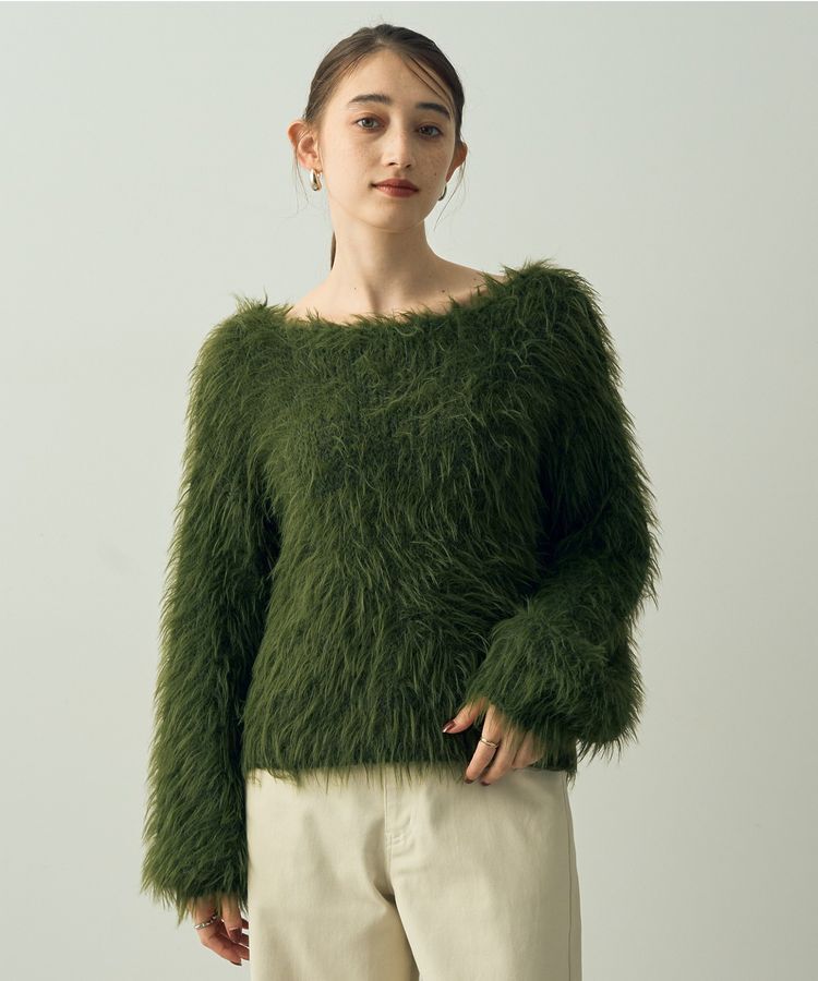 Editt by YECCA VECCA「フェザーMIXロービングニット」|ニット・セーター|Green