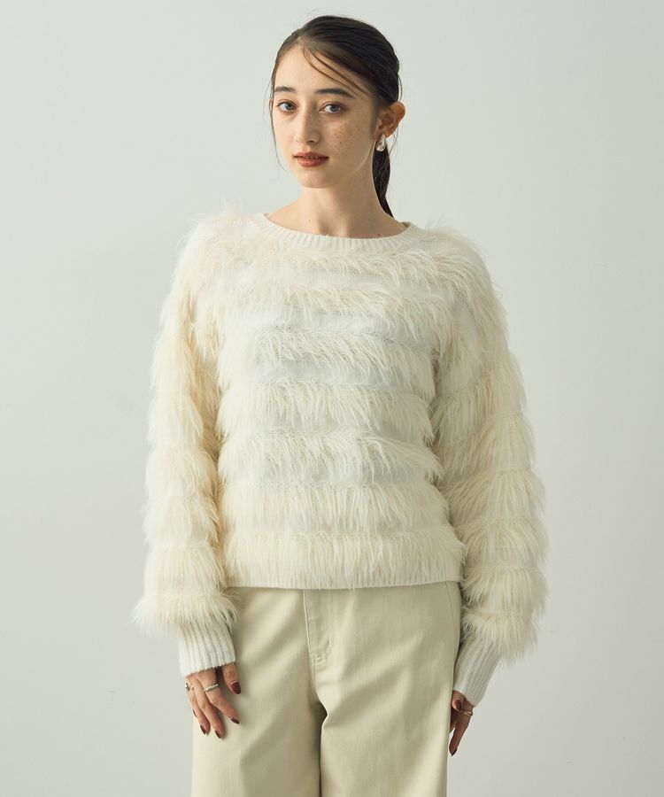 YECCA VECCA「フェザーボーダーニット」|ニット・セーター|