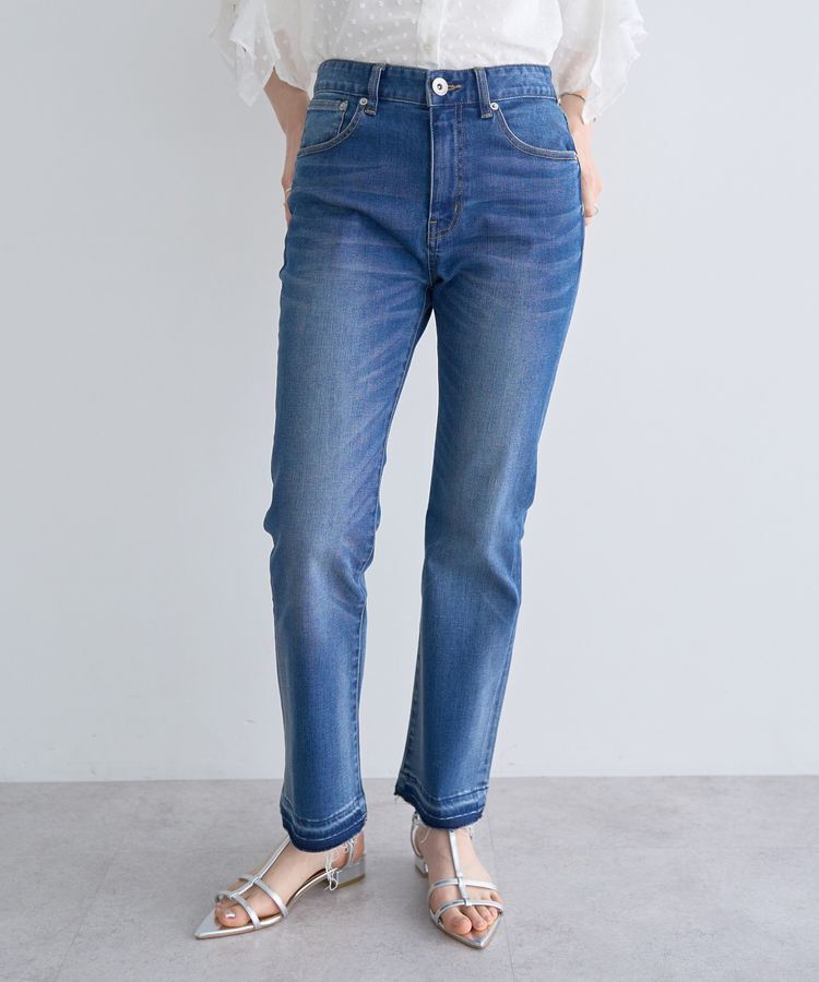 YECCA VECCA「カットオフスリムストレートデニムパンツ」|デニム|