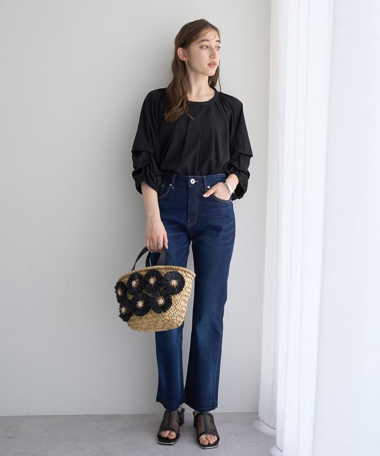 YECCA VECCA「カットオフスリムストレートデニムパンツ」|デニム|