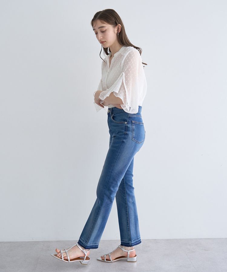 YECCA VECCA「カットオフスリムストレートデニムパンツ」|デニム|