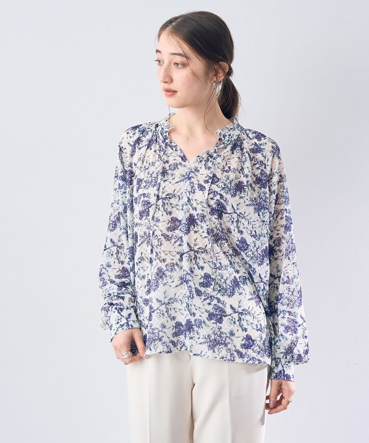 YECCA VECCA「ボタニカル柄シアージャガードブラウス」|シャツ・ブラウス|