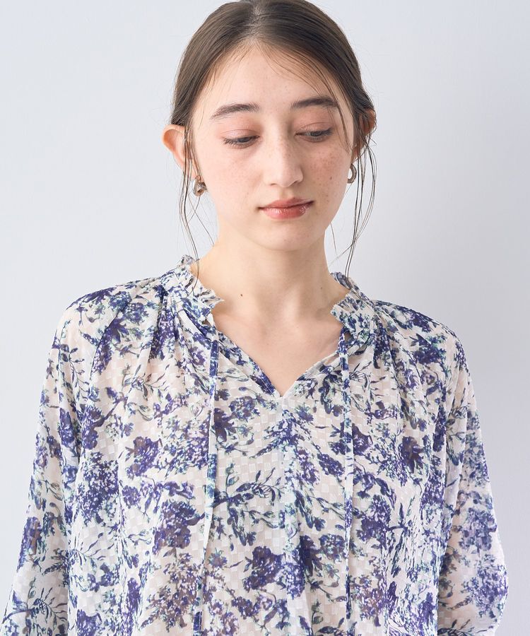 YECCA VECCA「ボタニカル柄シアージャガードブラウス」|シャツ・ブラウス|