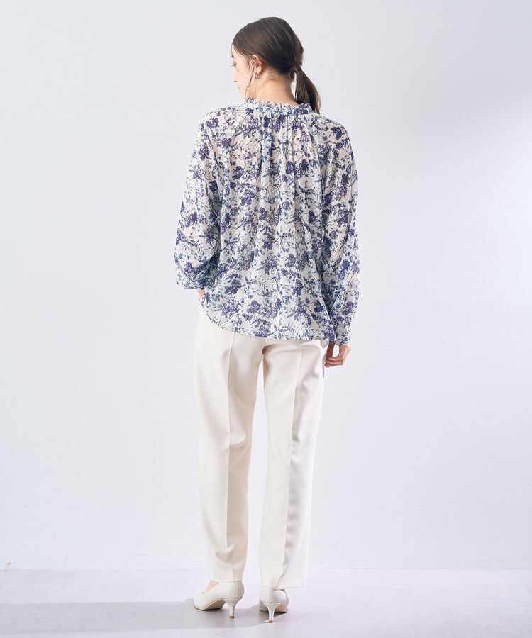 YECCA VECCA「ボタニカル柄シアージャガードブラウス」|シャツ・ブラウス|