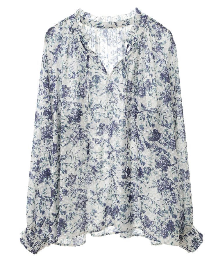 YECCA VECCA「ボタニカル柄シアージャガードブラウス」|シャツ・ブラウス|