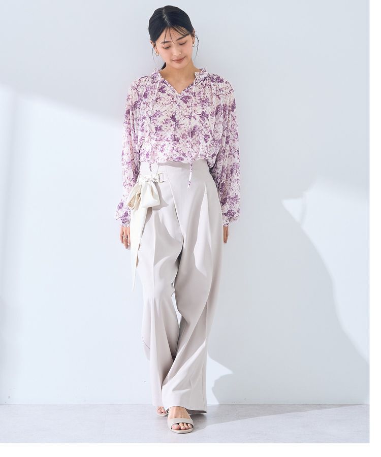 YECCA VECCA「ボタニカル柄シアージャガードブラウス」|シャツ・ブラウス|