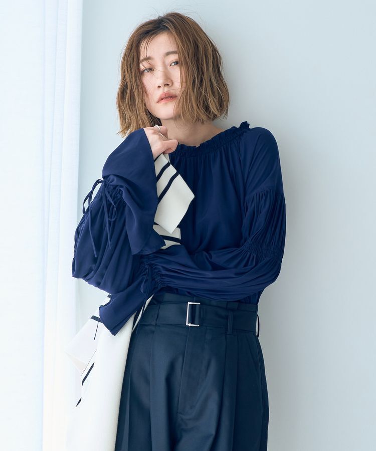 Editt by YECCA VECCA「2wayギャザーデザインブラウス」|シャツ・ブラウス|Navy