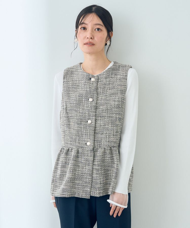 YECCA VECCA「ツイードペプラムジレ」|ベスト・ジレ|