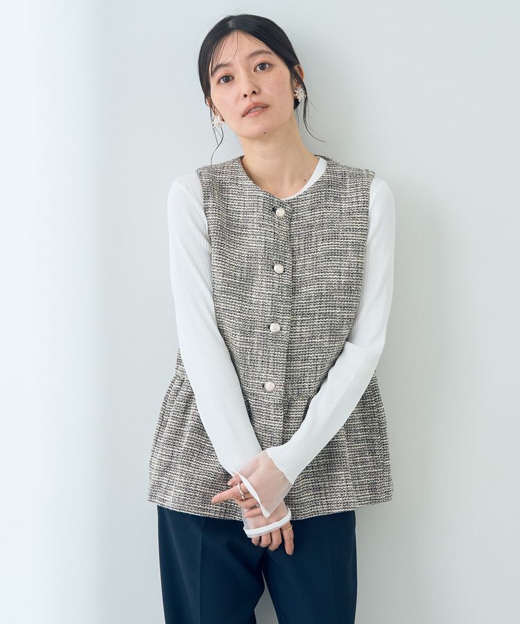 YECCA VECCA「ツイードペプラムジレ」|ベスト・ジレ|