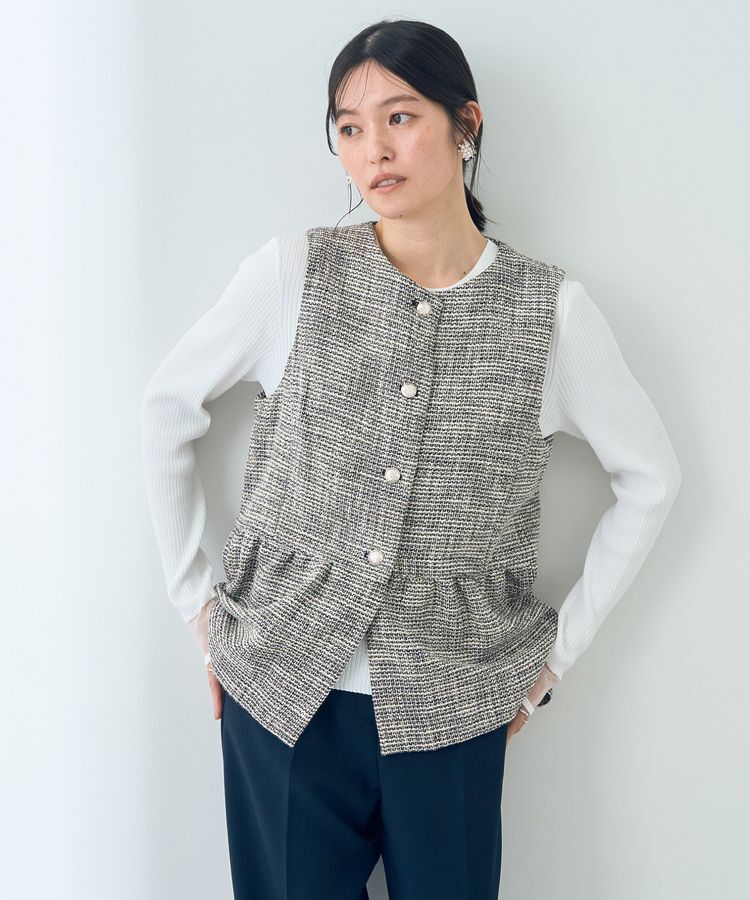 YECCA VECCA「ツイードペプラムジレ」|ベスト・ジレ|