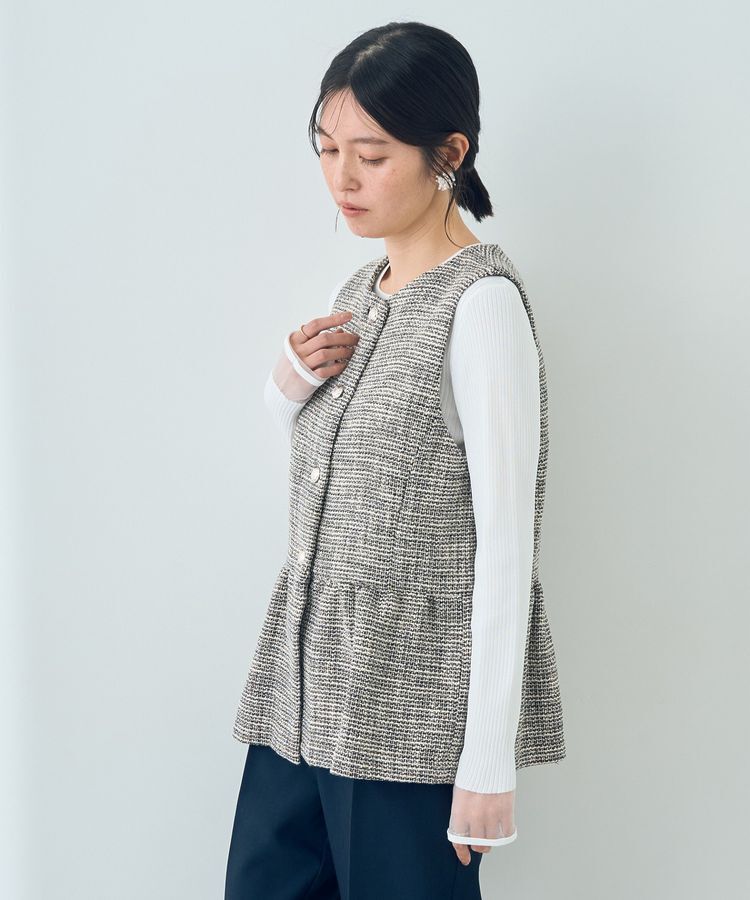 YECCA VECCA「ツイードペプラムジレ」|ベスト・ジレ|