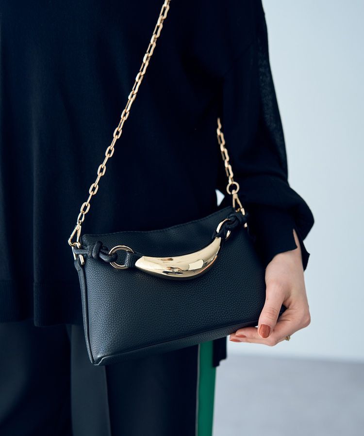 YECCA VECCA「【LE VERNIS】Sculpture boxy bag」|ハンドバッグ|Black