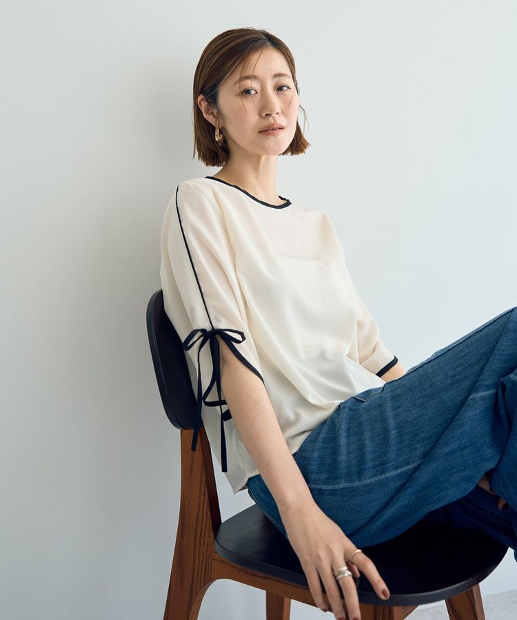 YECCA VECCA「配色リボンブラウス」|シャツ・ブラウス|