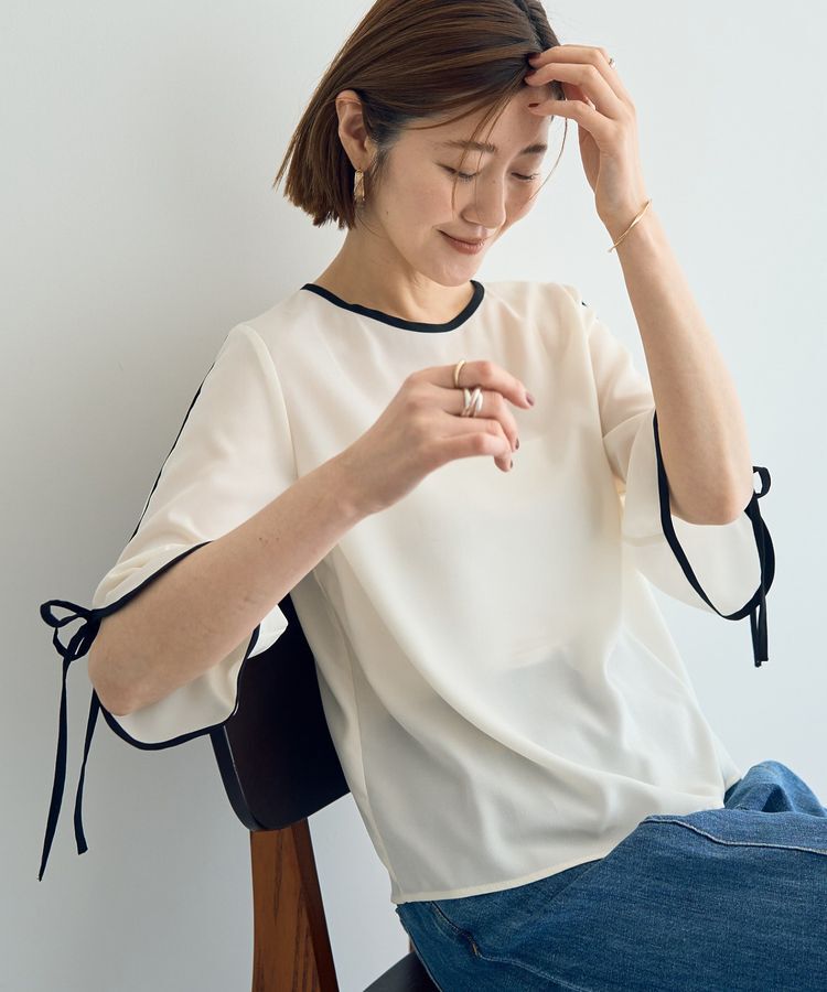 YECCA VECCA「配色リボンブラウス」|シャツ・ブラウス|