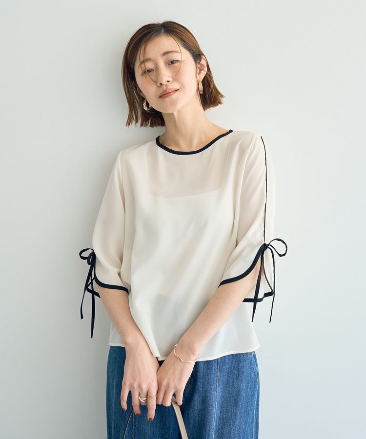 YECCA VECCA「配色リボンブラウス」|シャツ・ブラウス|