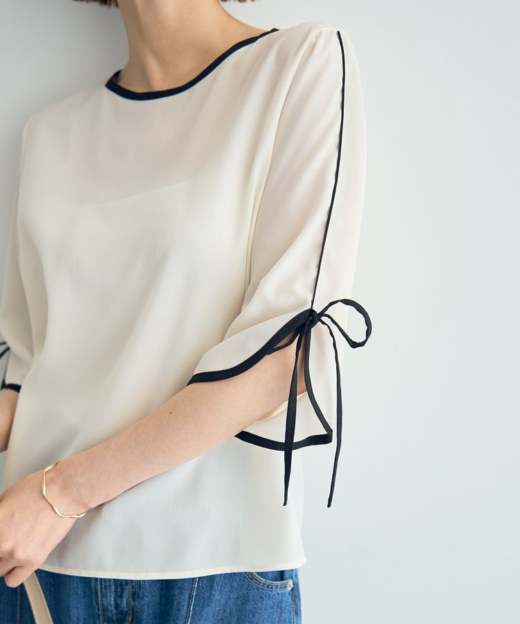 YECCA VECCA「配色リボンブラウス」|シャツ・ブラウス|