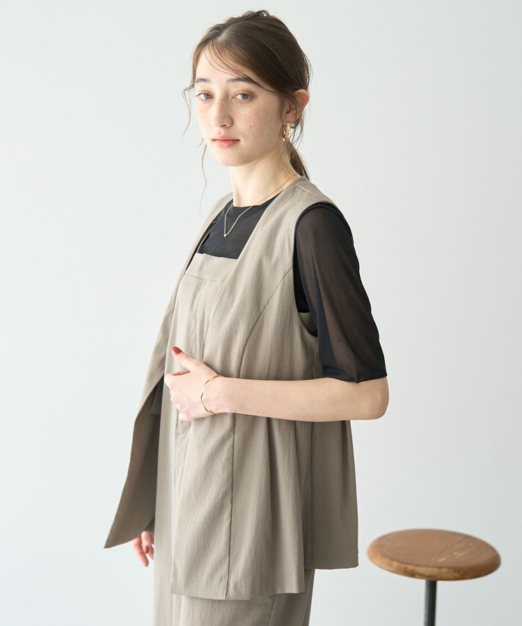 YECCA VECCA「ドライタッチペプラムジレ」|ベスト・ジレ|