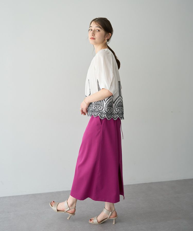 YECCA VECCA「アイレット刺繍タックスリーブブラウス」|シャツ・ブラウス|